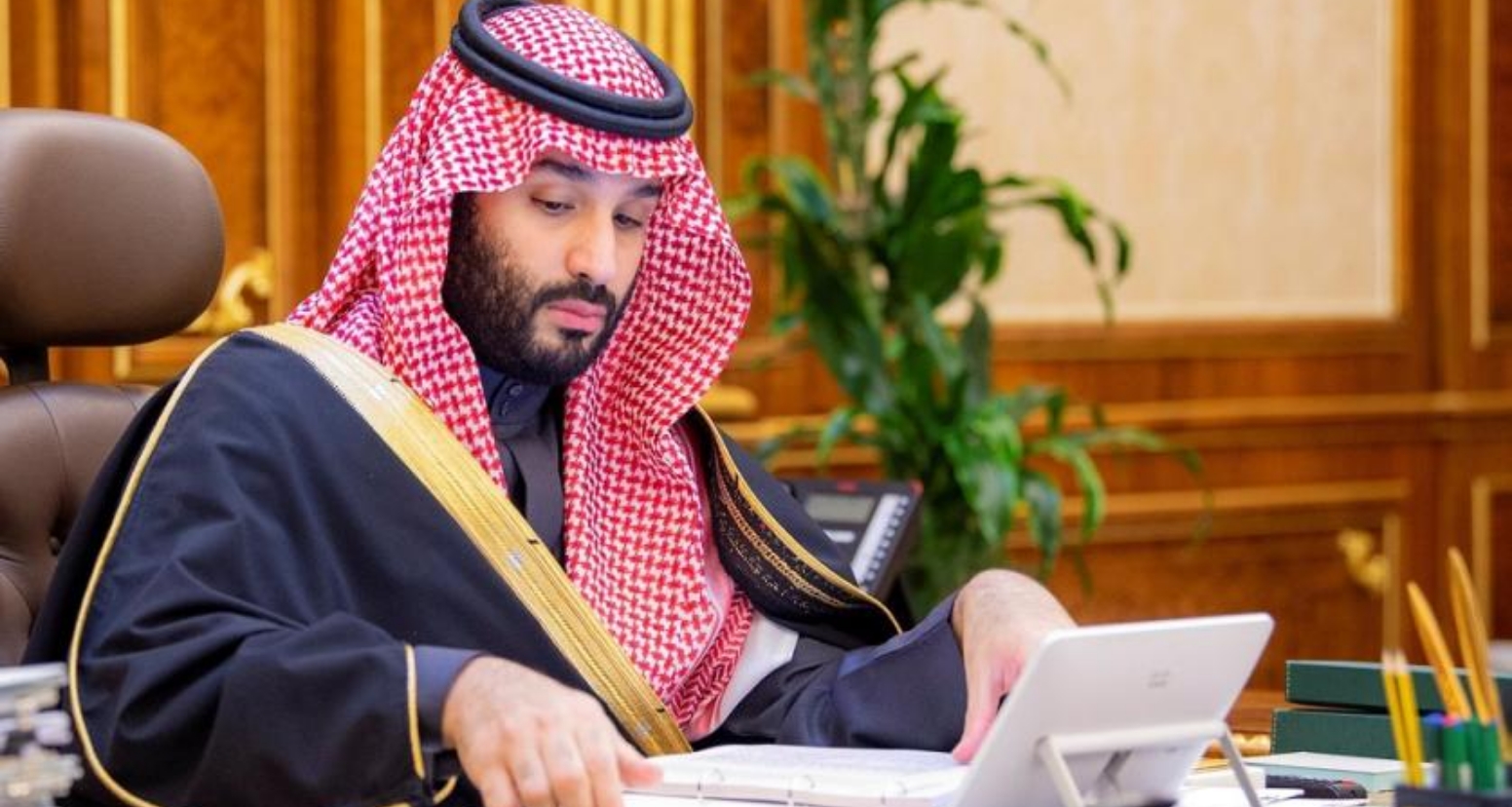 Saudi Crown Prince Mohammed bin Salman launched the Strategy of the Custodian of The Two Holy Mosques Scholarship Program. (SPA)